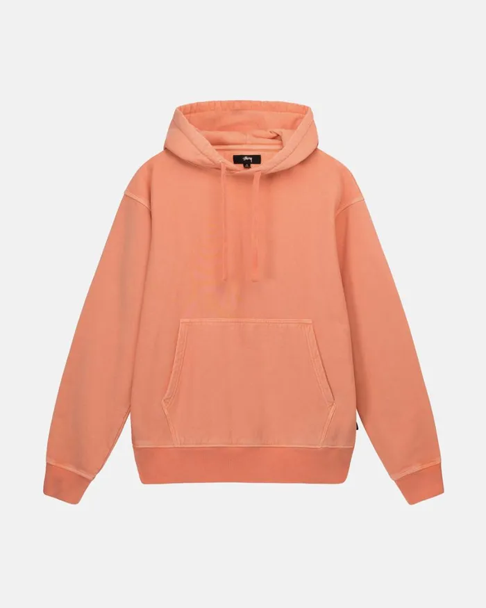 Sweats Men Stussy PIGMENT DYED FLEECE HOODIE Coral