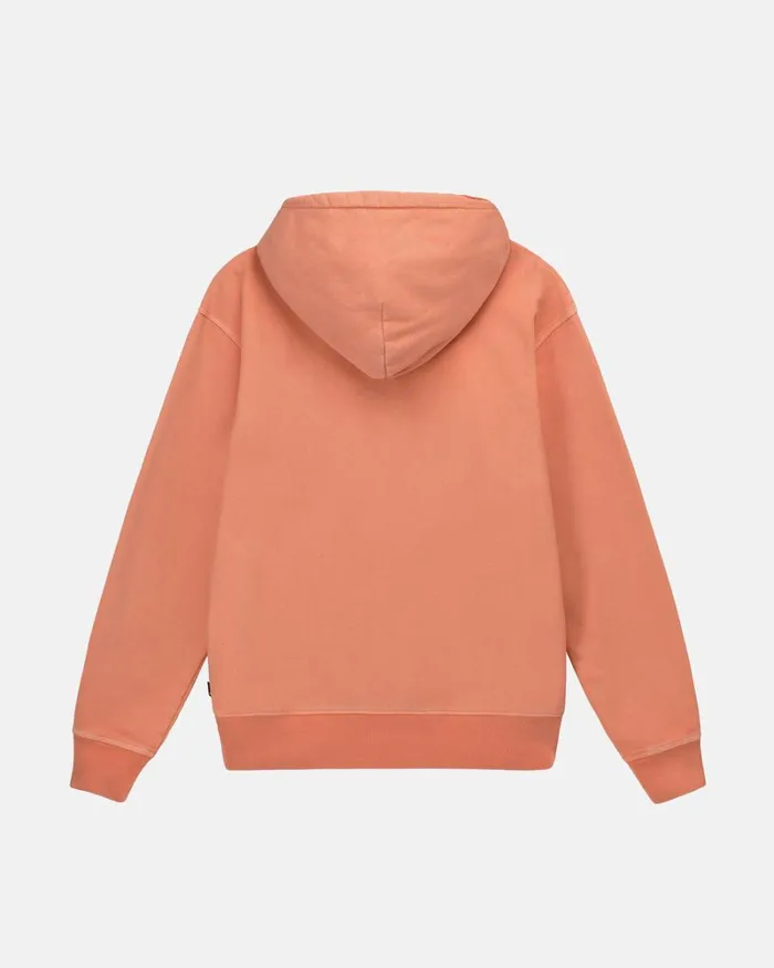 Sweats Men Stussy PIGMENT DYED FLEECE HOODIE Coral Sweats Men Stussy PIGMENT DYED FLEECE HOODIE Coral