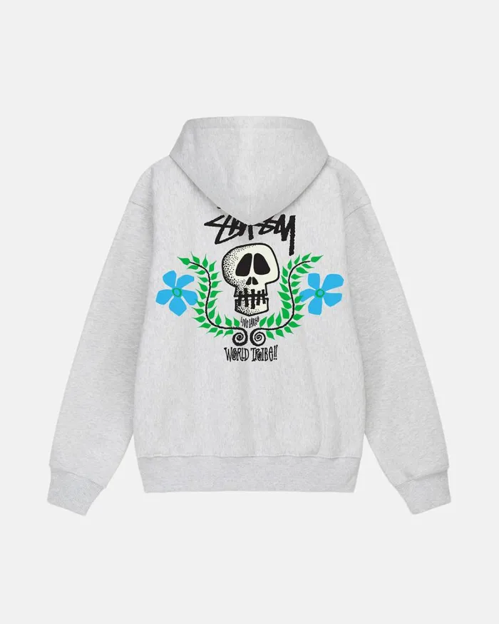 Sweats Men Stussy SKULL CREST ZIP HOODIE Ash Heather Sweats Men Stussy SKULL CREST ZIP HOODIE Ash Heather