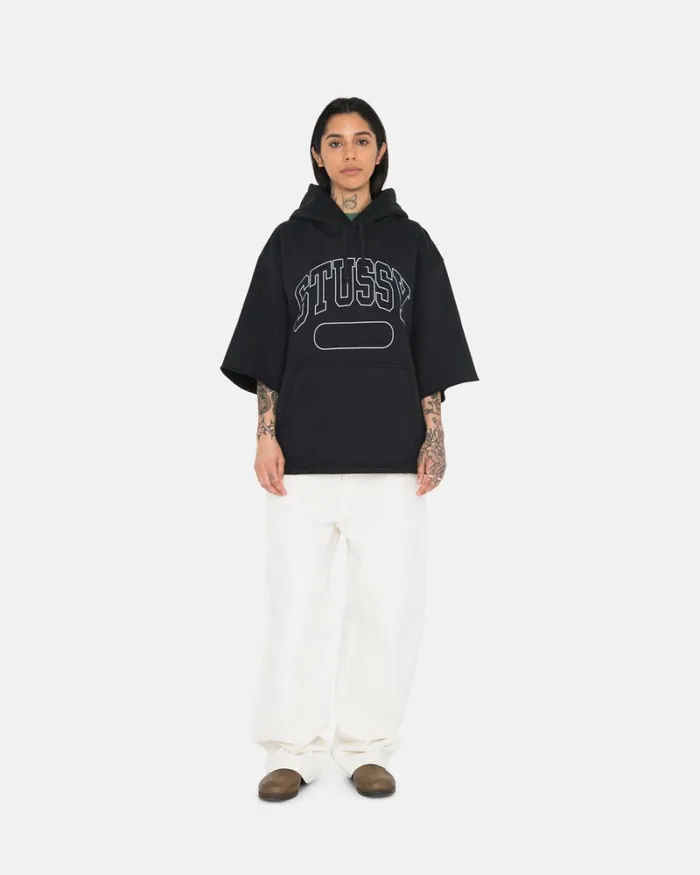 Sweats Men Stussy SS BOXY CROPPED HOODIE Black Sweats Men Stussy SS BOXY CROPPED HOODIE Black