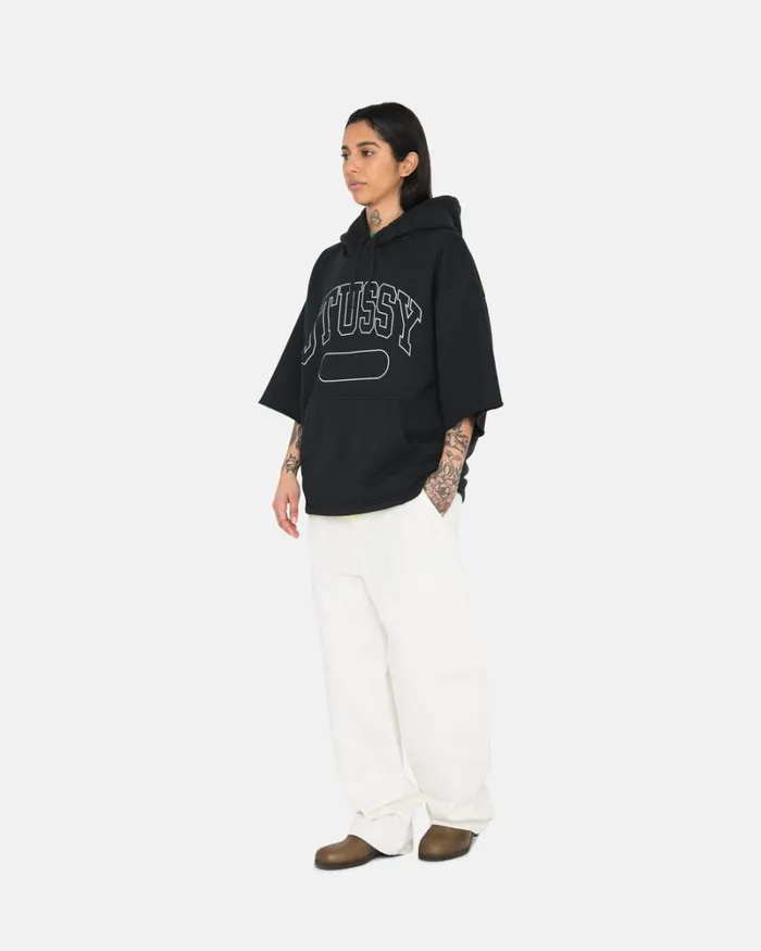 Sweats Men Stussy SS BOXY CROPPED HOODIE Black Sweats Men Stussy SS BOXY CROPPED HOODIE Black