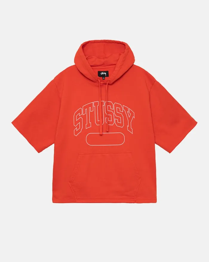 Sweats Men Stussy SS BOXY CROPPED HOODIE Deep Orange