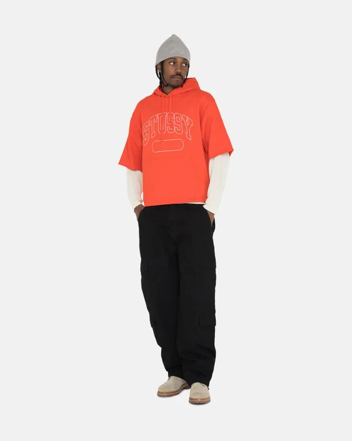 Sweats Men Stussy SS BOXY CROPPED HOODIE Deep Orange Sweats Men Stussy SS BOXY CROPPED HOODIE Deep Orange