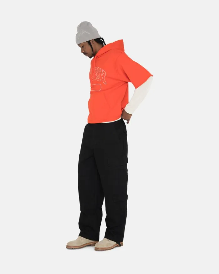 Sweats Men Stussy SS BOXY CROPPED HOODIE Deep Orange Sweats Men Stussy SS BOXY CROPPED HOODIE Deep Orange