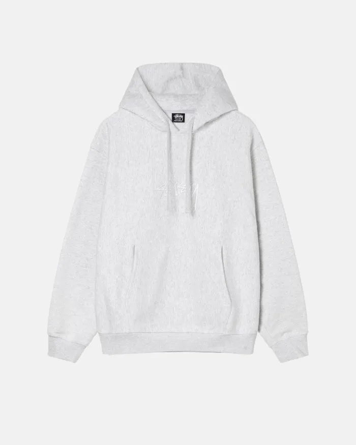 Sweats Men Stussy STOCK LOGO APPLIQUE HOODIE Ash Heather