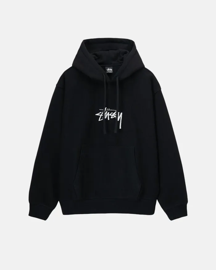 Sweats Men Stussy STOCK LOGO APPLIQUE HOODIE Black