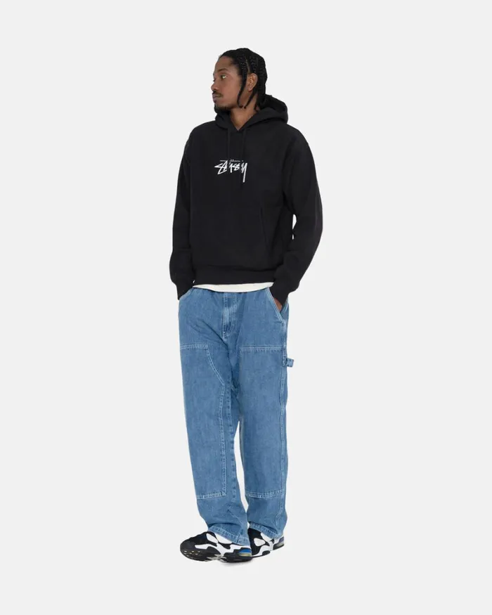 Sweats Men Stussy STOCK LOGO APPLIQUE HOODIE Black Sweats Men Stussy STOCK LOGO APPLIQUE HOODIE Black