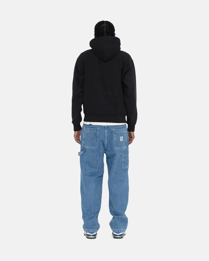 Sweats Men Stussy STOCK LOGO APPLIQUE HOODIE Black Sweats Men Stussy STOCK LOGO APPLIQUE HOODIE Black