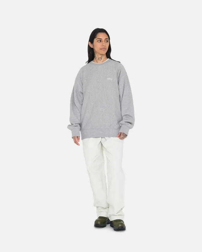 Sweats Men Stussy STOCK LOGO CREW Grey Heather Sweats Men Stussy STOCK LOGO CREW Grey Heather
