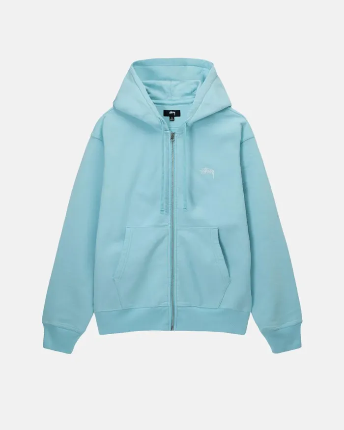 Sweats Men Stussy STOCK LOGO ZIP HOODIE Blue