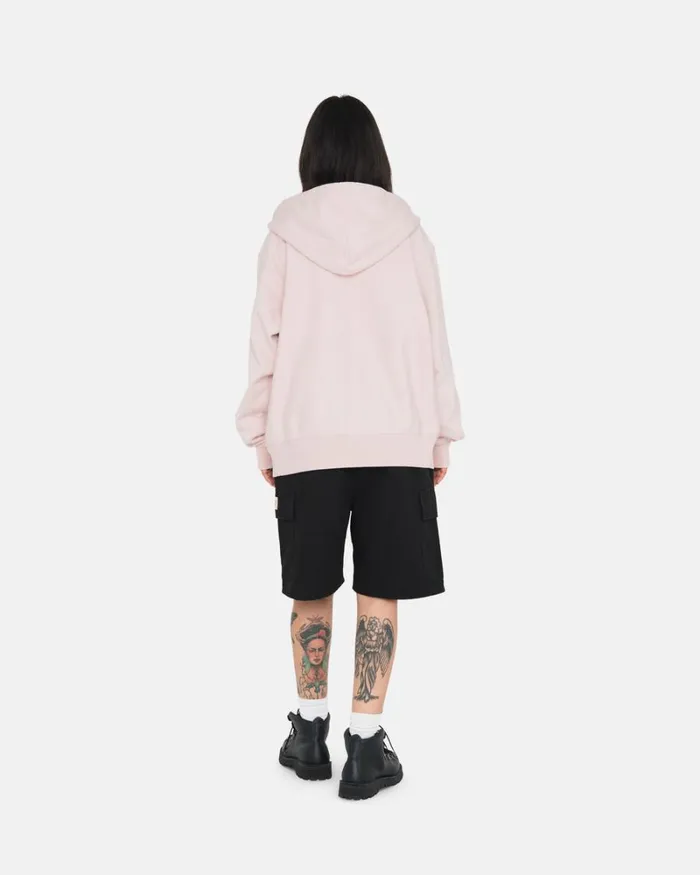 Sweats Men Stussy STOCK LOGO ZIP HOODIE Lt Pink Sweats Men Stussy STOCK LOGO ZIP HOODIE Lt Pink