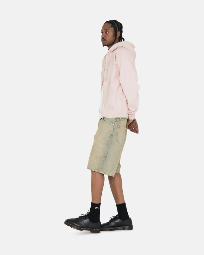 Sweats Men Stussy STOCK LOGO ZIP HOODIE Lt Pink Sweats Men Stussy STOCK LOGO ZIP HOODIE Lt Pink