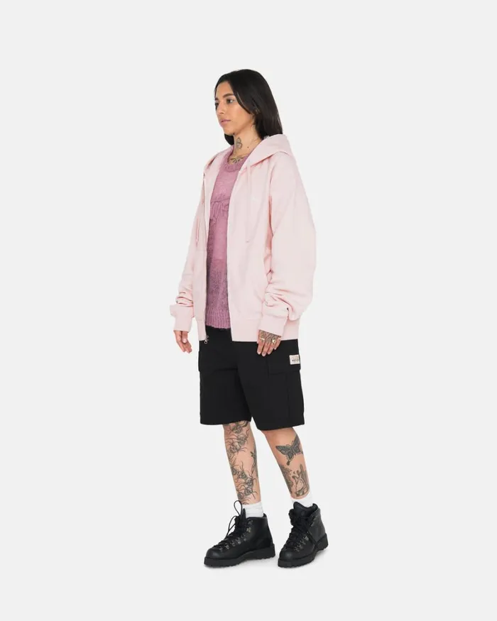 Sweats Men Stussy STOCK LOGO ZIP HOODIE Lt Pink Sweats Men Stussy STOCK LOGO ZIP HOODIE Lt Pink