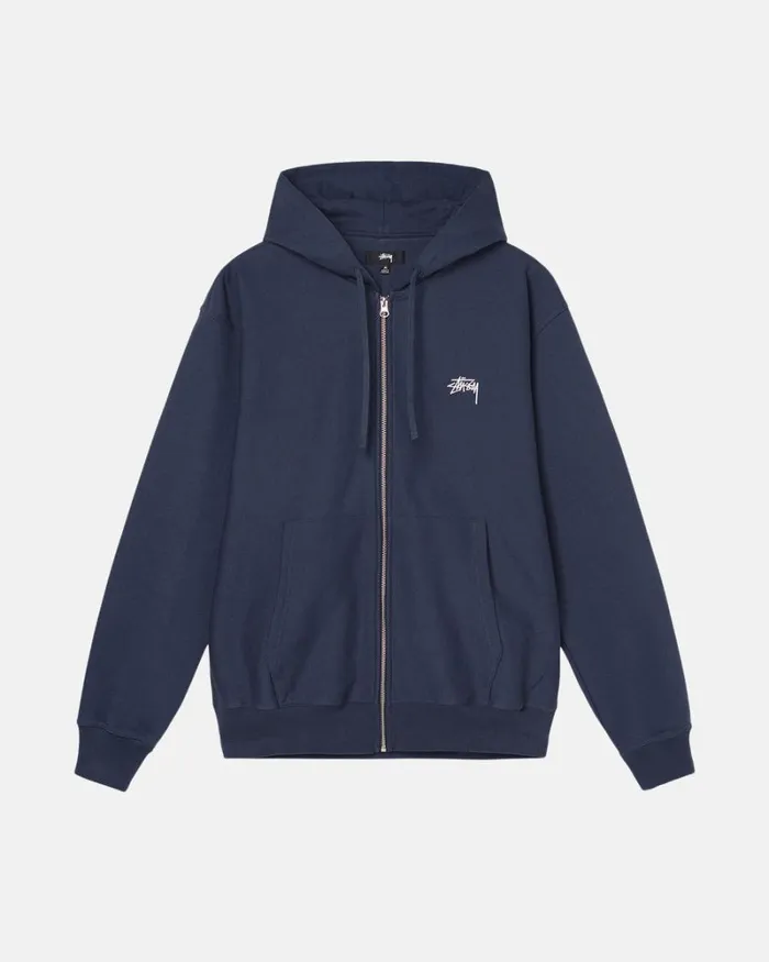 Sweats Men Stussy STOCK LOGO ZIP HOODIE Navy