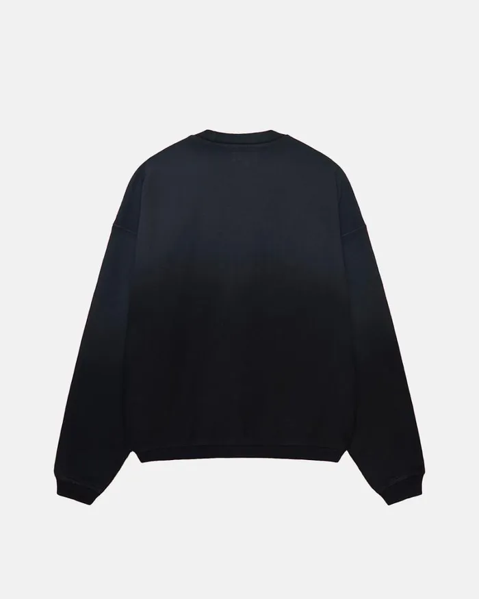 Sweats Men Stussy SUN FADED OVERSIZED CREW Black Sweats Men Stussy SUN FADED OVERSIZED CREW Black