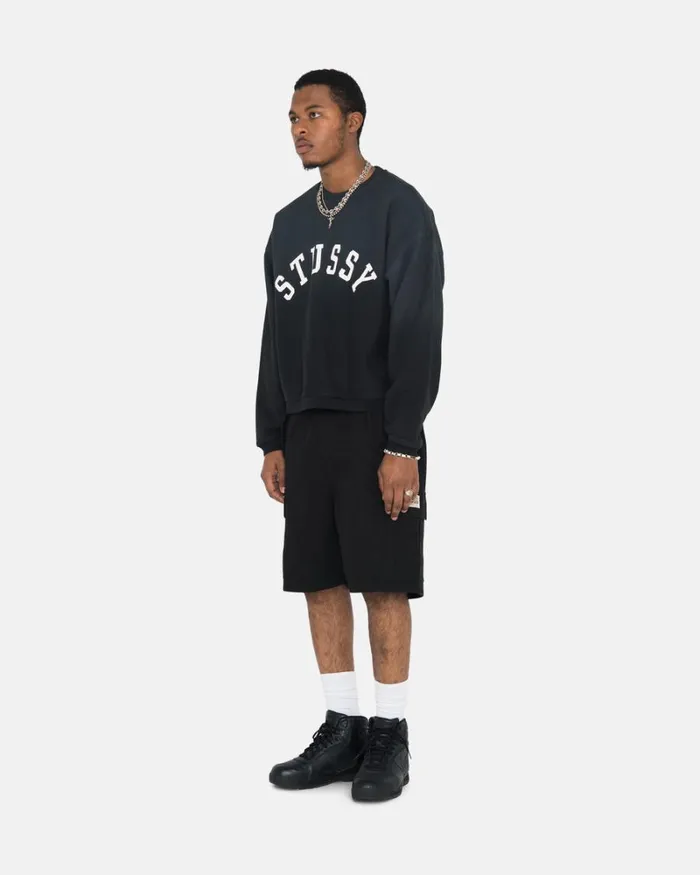 Sweats Men Stussy SUN FADED OVERSIZED CREW Black Sweats Men Stussy SUN FADED OVERSIZED CREW Black