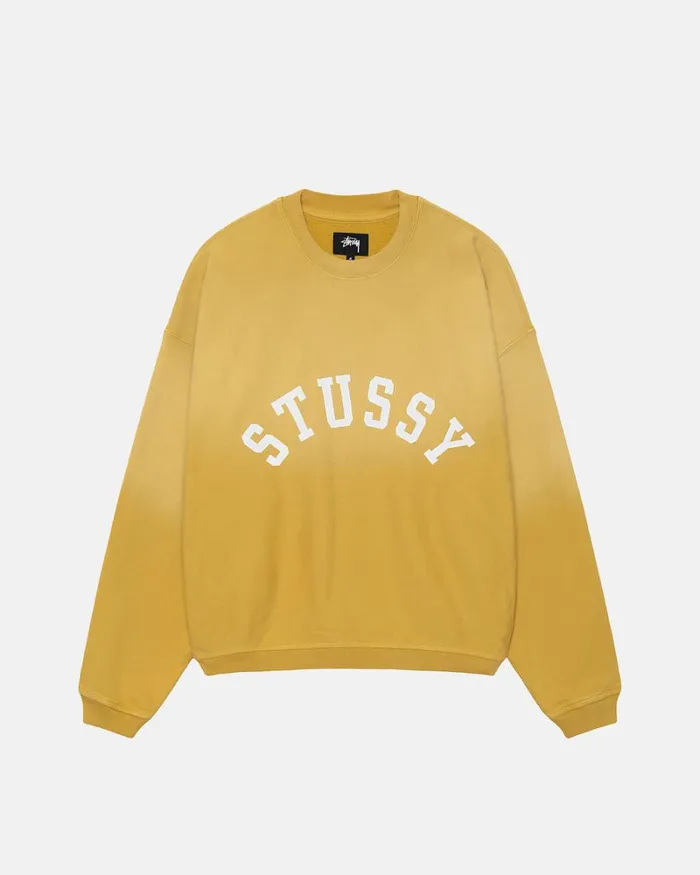 Sweats Men Stussy SUN FADED OVERSIZED CREW Yellow