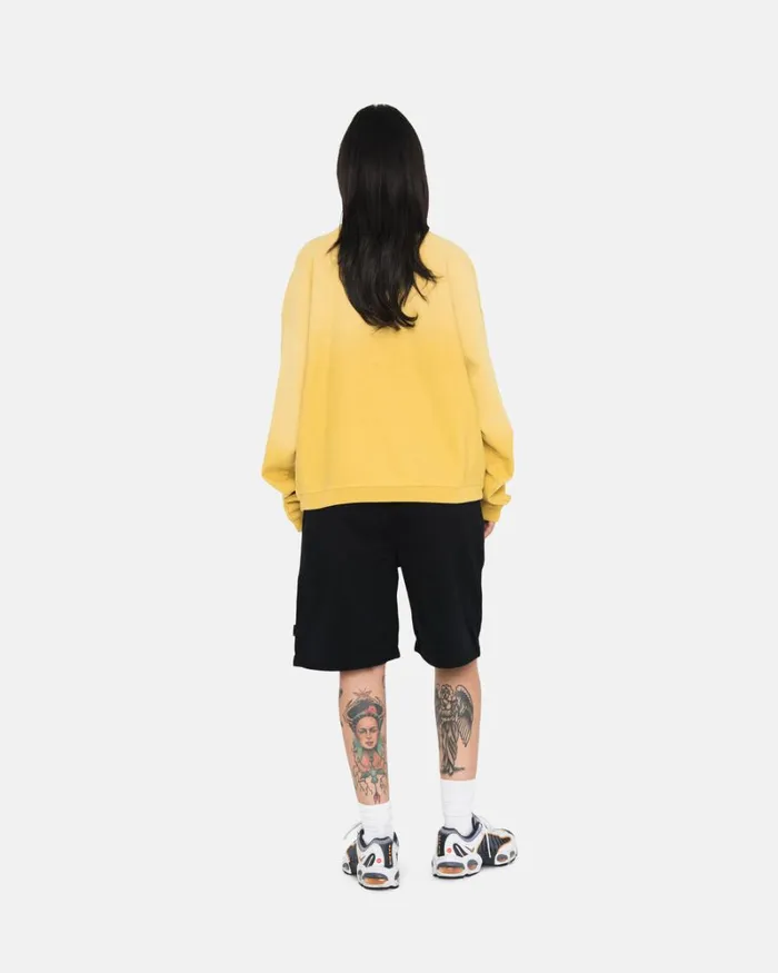 Sweats Men Stussy SUN FADED OVERSIZED CREW Yellow Sweats Men Stussy SUN FADED OVERSIZED CREW Yellow
