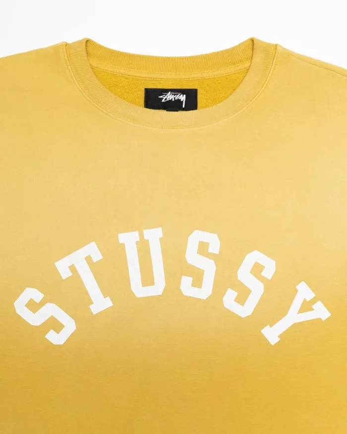 Sweats Men Stussy SUN FADED OVERSIZED CREW Yellow Sweats Men Stussy SUN FADED OVERSIZED CREW Yellow