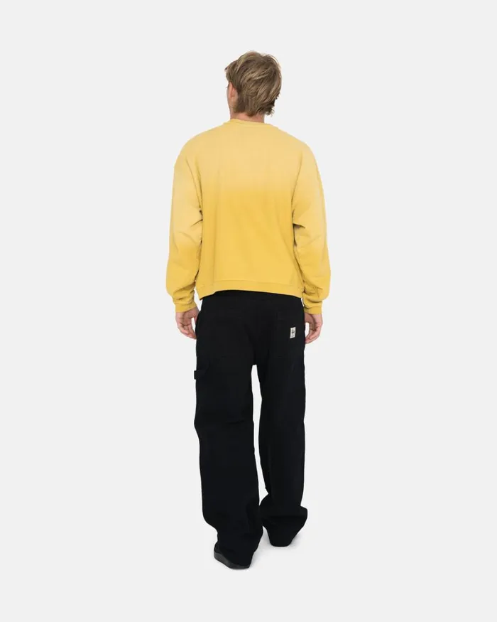 Sweats Men Stussy SUN FADED OVERSIZED CREW Yellow Sweats Men Stussy SUN FADED OVERSIZED CREW Yellow