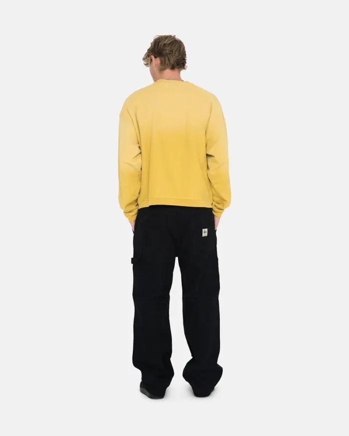 Sweats Men Stussy SUN FADED OVERSIZED CREW Yellow Sweats Men Stussy SUN FADED OVERSIZED CREW Yellow