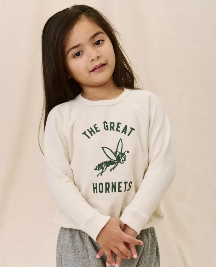Sweatshirts Little039s The Great The Little College Sweatshirt Washed White With Hornet Graphic Sweatshirts Little039s The Great The Little College Sweatshirt Washed White With Hornet Graphic