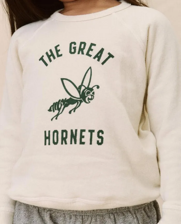 Sweatshirts Little039s The Great The Little College Sweatshirt Washed White With Hornet Graphic