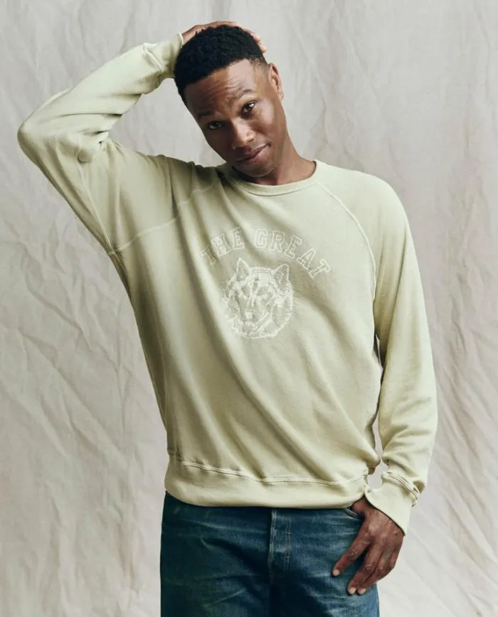 Sweatshirts Men039s The Great The Men039s College Sweatshirt Dusty Sweetgrass With Field Wolf Graphic