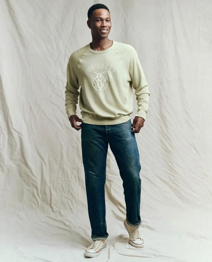 Sweatshirts Men039s The Great The Men039s College Sweatshirt Dusty Sweetgrass With Field Wolf Graphic