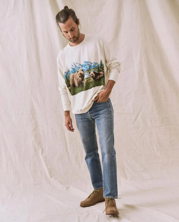 Sweatshirts Men039s The Great The Men039s College Sweatshirt Washed White With Bear Graphic