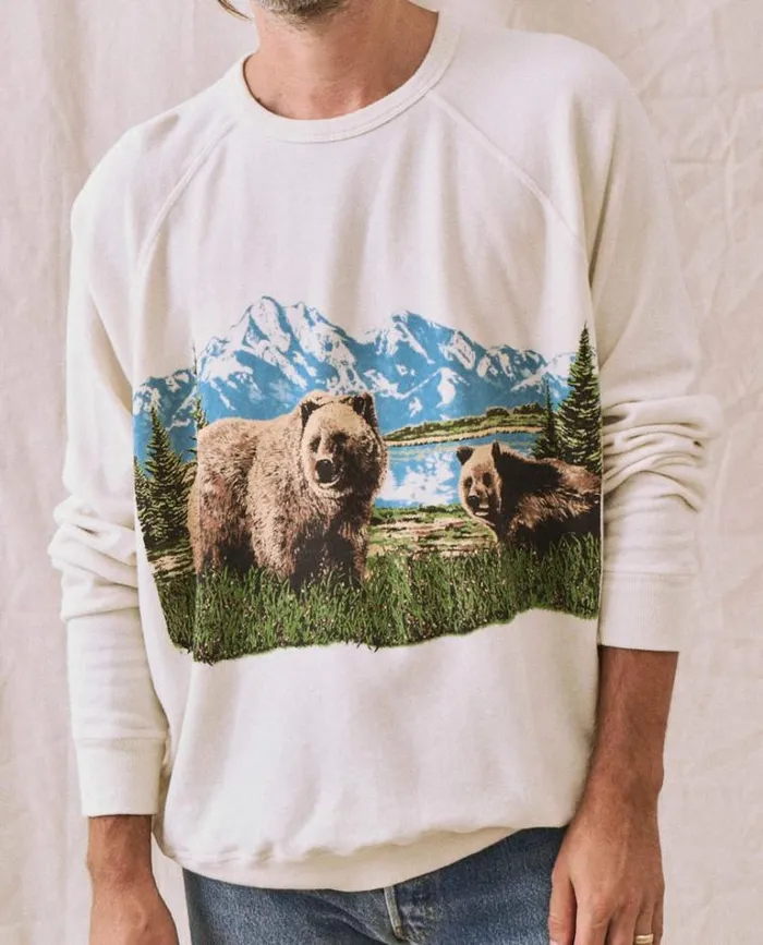 Sweatshirts Men039s The Great The Men039s College Sweatshirt Washed White With Bear Graphic
