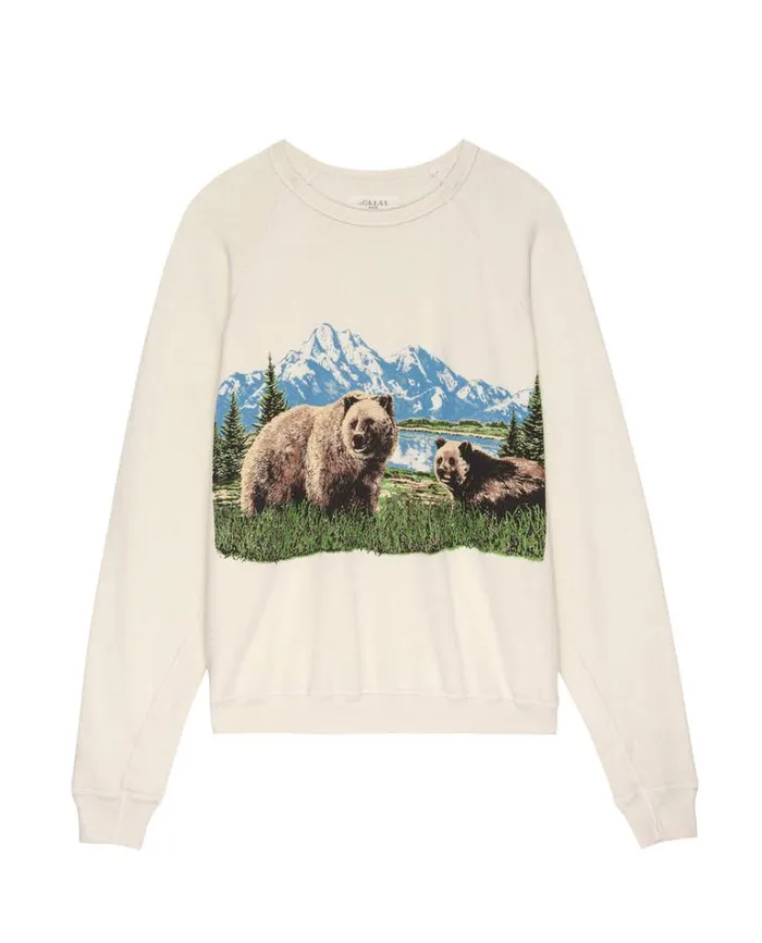 Sweatshirts Men039s The Great The Men039s College Sweatshirt Washed White With Bear Graphic