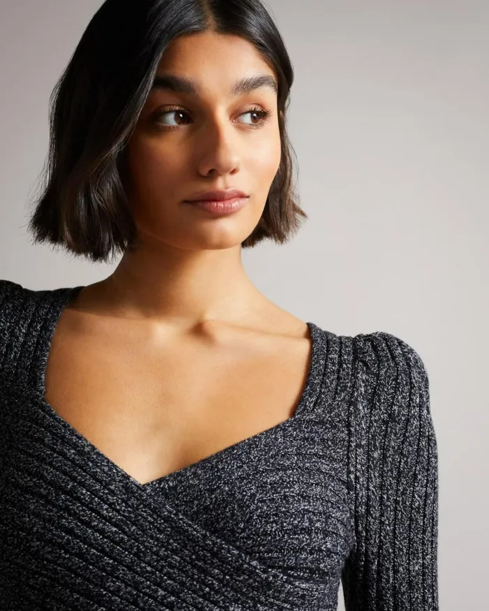 Sweetheart Neckline Knitted Dress Black Women Ted Baker Dresses Sweetheart Neckline Knitted Dress Black Women Ted Baker Dresses