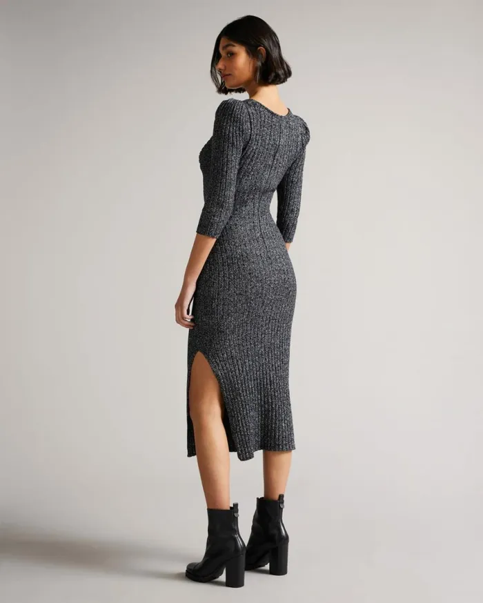Sweetheart Neckline Knitted Dress Black Women Ted Baker Dresses Sweetheart Neckline Knitted Dress Black Women Ted Baker Dresses