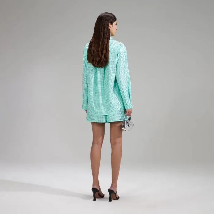 Swim and Resort Woman SelfPortrait Mint Rhinestone Taffeta Shorts Swim and Resort Woman SelfPortrait Mint Rhinestone Taffeta Shorts