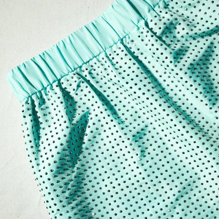 Swim and Resort Woman SelfPortrait Mint Rhinestone Taffeta Shorts Swim and Resort Woman SelfPortrait Mint Rhinestone Taffeta Shorts