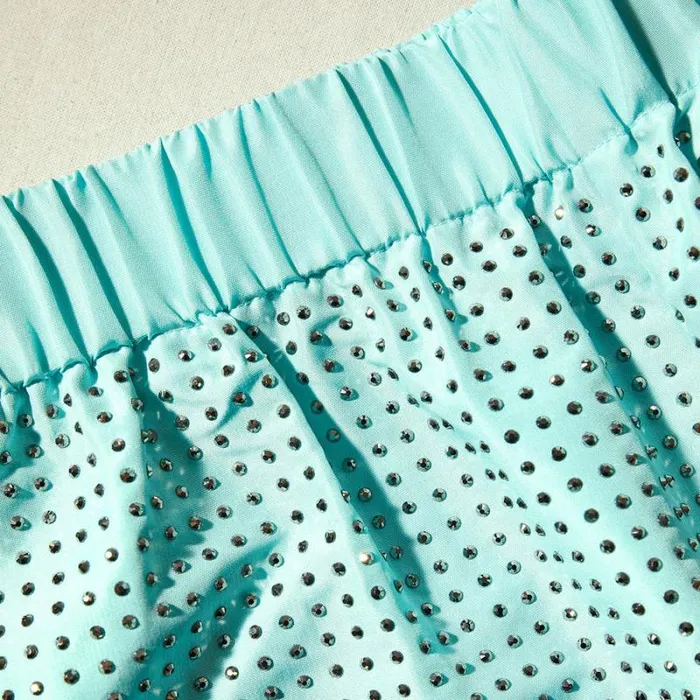 Swim and Resort Woman SelfPortrait Mint Rhinestone Taffeta Shorts Swim and Resort Woman SelfPortrait Mint Rhinestone Taffeta Shorts