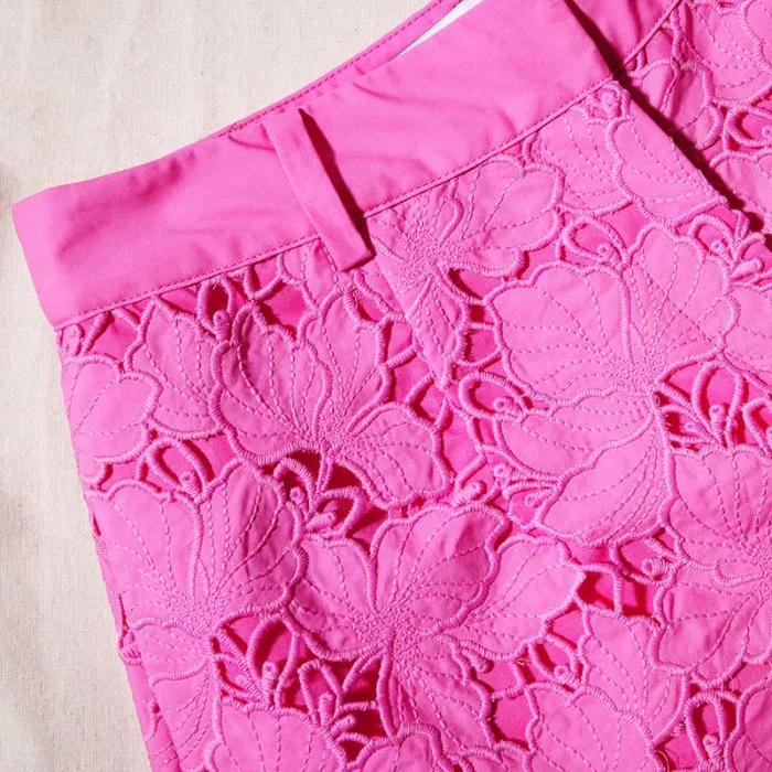 Swim and Resort Woman SelfPortrait Pink Cotton Lace Shorts Swim and Resort Woman SelfPortrait Pink Cotton Lace Shorts