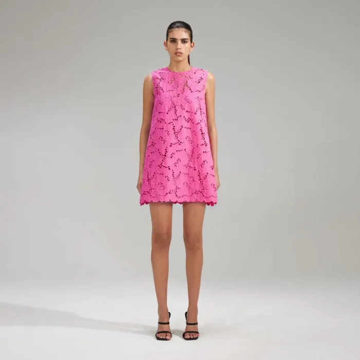 Swim and Resort Woman SelfPortrait Pink Cotton Lace Shorts Swim and Resort Woman SelfPortrait Pink Cotton Lace Shorts