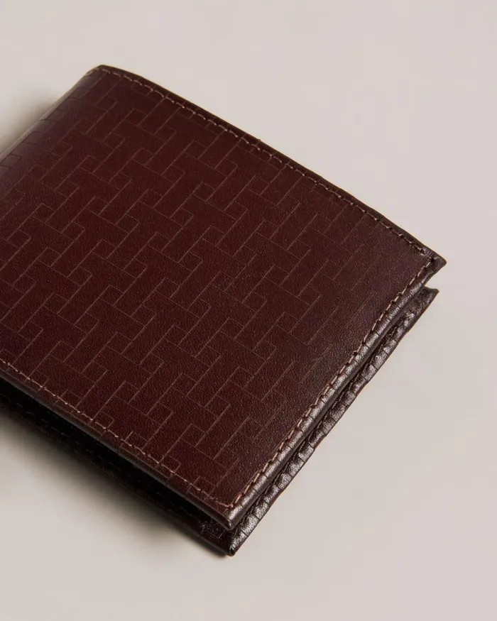 T Embossed Bifold Wallet Brown Men Ted Baker Wallets and Card Holders