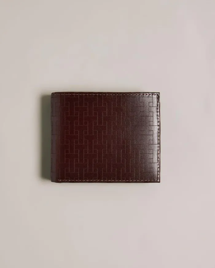 T Embossed Bifold Wallet Brown Men Ted Baker Wallets and Card Holders