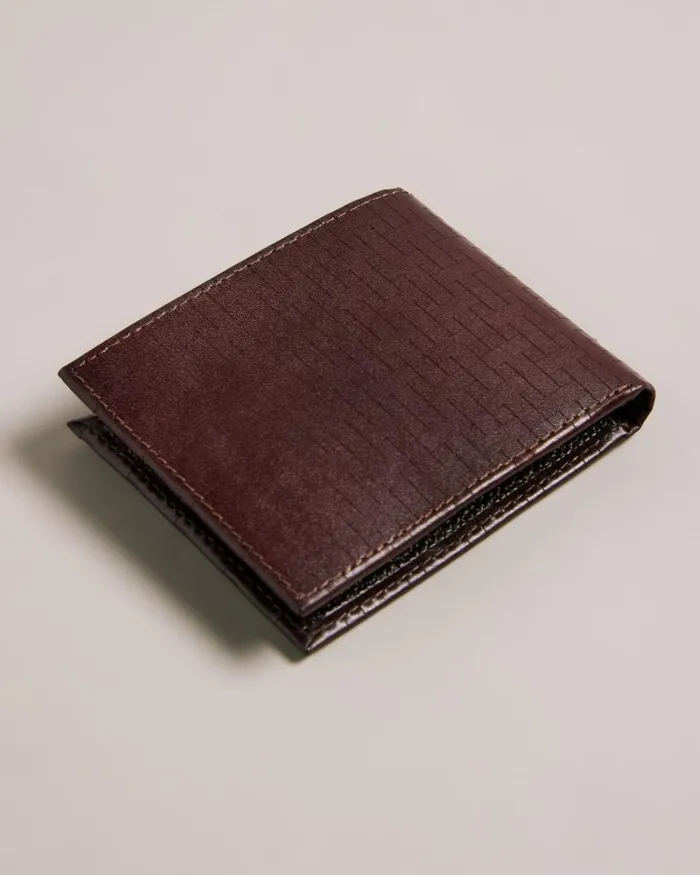 T Embossed Bifold Wallet Brown Men Ted Baker Wallets and Card Holders