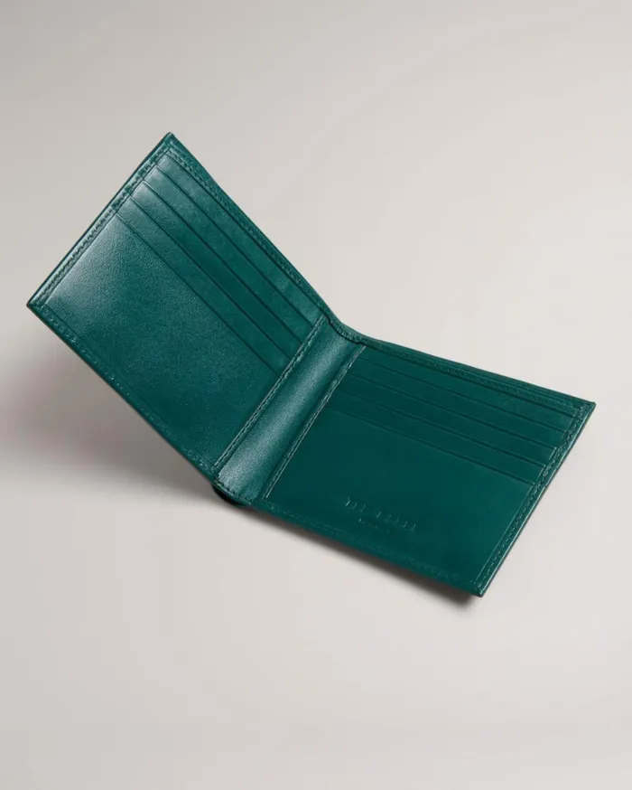 T Leather Bifold Wallet Dark Green Men Ted Baker Wallets and Card Holders