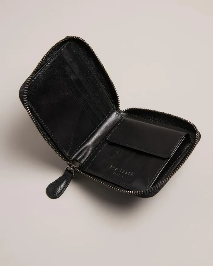 T Monogram Zip Around Wallet Black Men Ted Baker Wallets and Card Holders