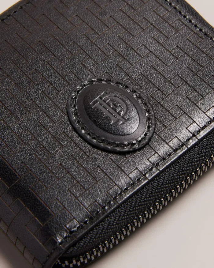 T Monogram Zip Around Wallet Black Men Ted Baker Wallets and Card Holders