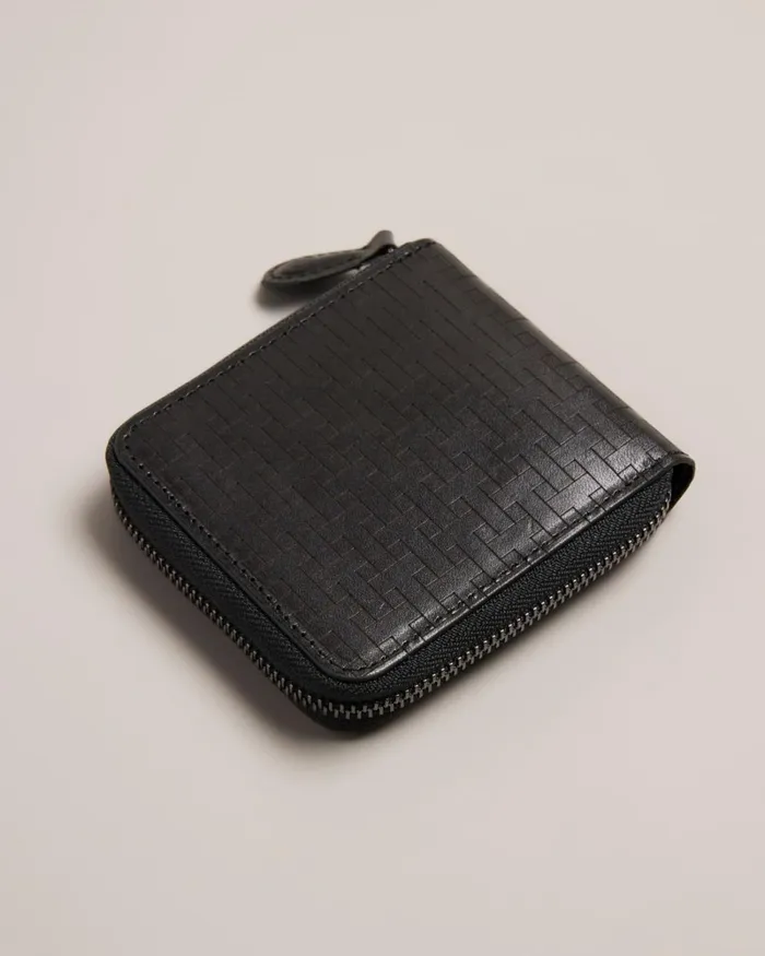 T Monogram Zip Around Wallet Black Men Ted Baker Wallets and Card Holders