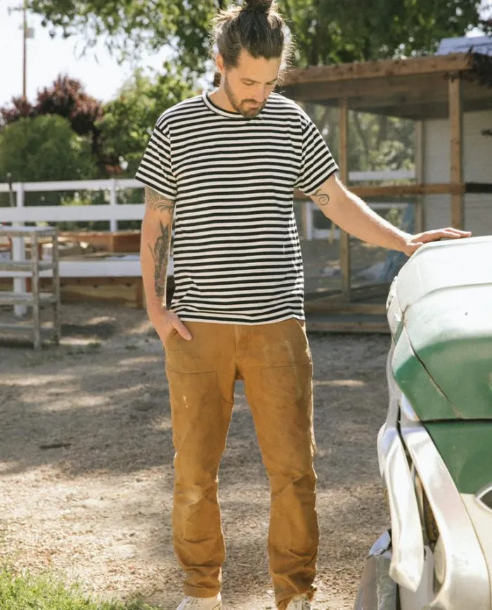 Tshirts Men039s The Great The Men039s Boxy Crew Black And Cream Stripe
