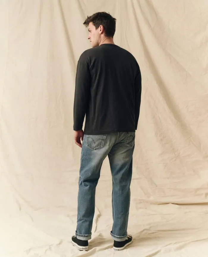 Tshirts Men039s The Great The Men039s Pure Knits Long Sleeve Boxy Crew Almost Black