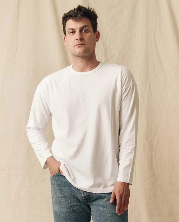 Tshirts Men039s The Great The Men039s Pure Knits Long Sleeve Boxy Crew True White Tshirts Men039s The Great The Men039s Pure Knits Long Sleeve Boxy Crew True White
