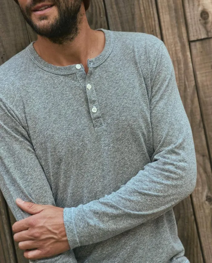 Tshirts Men039s The Great The Men039s Slim Henley Heather Grey
